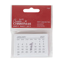 A 10-pack of decorative 2027 calendar tabs by decrafts, shown in its clear plastic packaging with a red header card. The tabs are white paper with black printed text and days of the week.