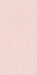 A light blush pink background covered with small scattered white dots, resembling confetti or a speckled texture.