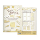 Pangolin 'Junk Journal' Beige sticker and decorative element set, showing the front cover and the back sheet layout on a plain white background.