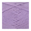 A close-up of lavender purple yarn with a twisted plied texture, filling the frame against a white border.