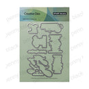 Penny Black Creative Dies steel cutting die set on a light green backing card, featuring multiple metal die-cut shapes.