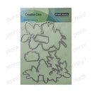Penny Black Creative Dies steel cutting die set on a light green backing card, featuring multiple irregular metal die cut shapes.