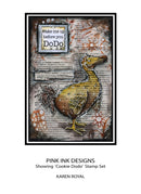Artistic design featuring a bird with text and decorative elements, labeled 'Cookie Dodo' by Pink Ink Designs.