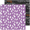 Halloween-themed paper with ghost pattern on purple background