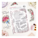 Clear stamp set with floral and decorative designs on a white background