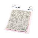 Floral patterned product on a pink surface with a white background