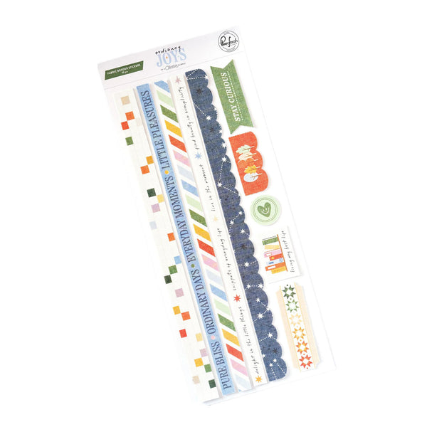 A package of scrapbooking washi tapes from Paper Peasies, featuring various colorful striped, dotted, and scalloped designs on a white backing card.