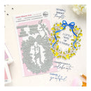 Decorative metal cutting dies with floral design and text on a white background