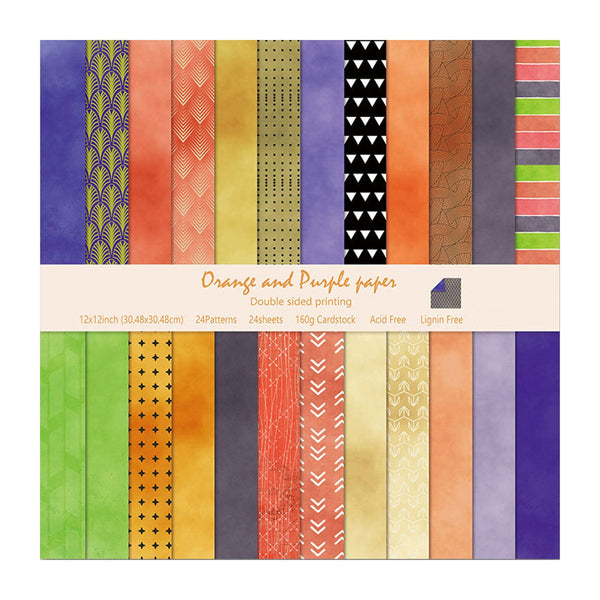 Poppy Crafts 12"x 12" Paper Pack #134 - Orange & Purple