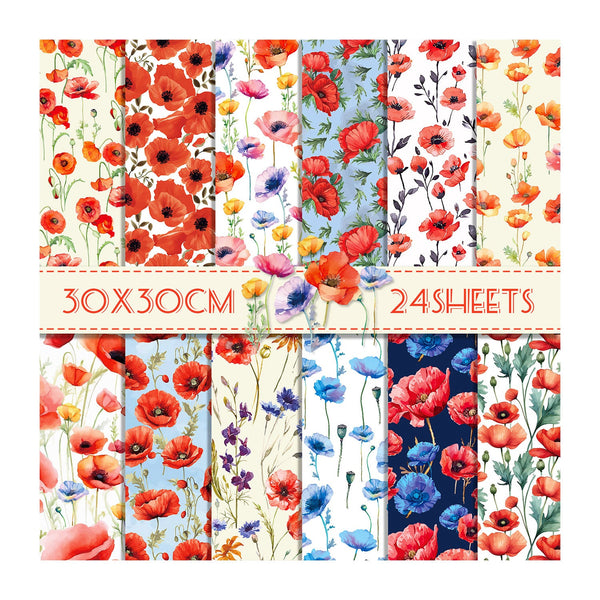 Poppy Crafts 12"x 12" Paper Pack #141 - Poppies