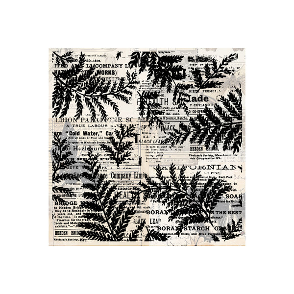 Decorative mat with black leaf pattern on a textured background