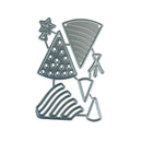 A metal cutting die set featuring abstract geometric shapes including a star, triangle, fan, and wavy lines, shown on a plain white background.