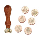 Poppy Crafts Wax Seal Stamp Set Brass Head 6pcs, Wooden Handle