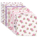 Set of floral patterned paper sheets on a white background