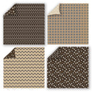 Four different patterned paper sheets arranged in a 2x2 grid.