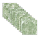 A set of layered square sheets with a distressed sage green and white textured pattern, arranged in a fan shape on a plain white background.