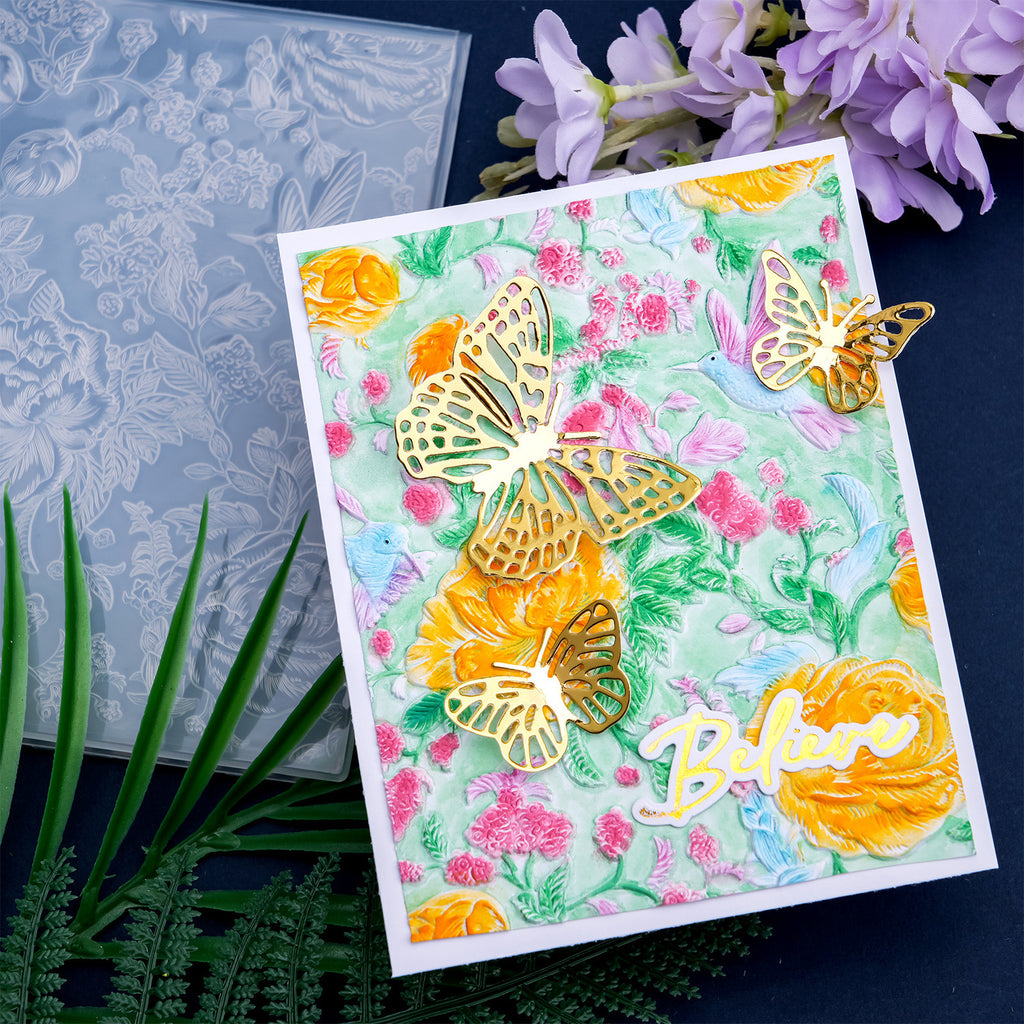 Poppy Crafts 3D Embossing Folder Floral Aviary #298 | CraftOnline
