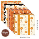 Set of Halloween-themed paper sheets with various designs on a white background.