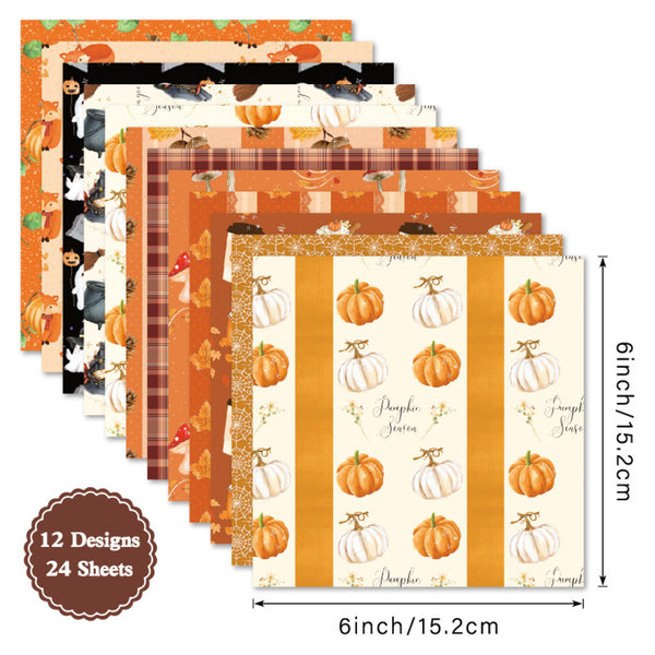 Set of Halloween-themed paper sheets with various designs on a white background.