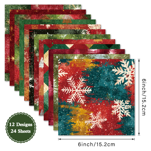 Set of Christmas-themed placemats with snowflakes and measurements on a white background