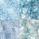 Frosted glass with snowflake patterns and bokeh lights