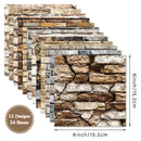 Stack of stone patterned paper sheets with dimensions and design options displayed.