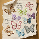 Decorative butterflies on a textured paper background with motivational text.