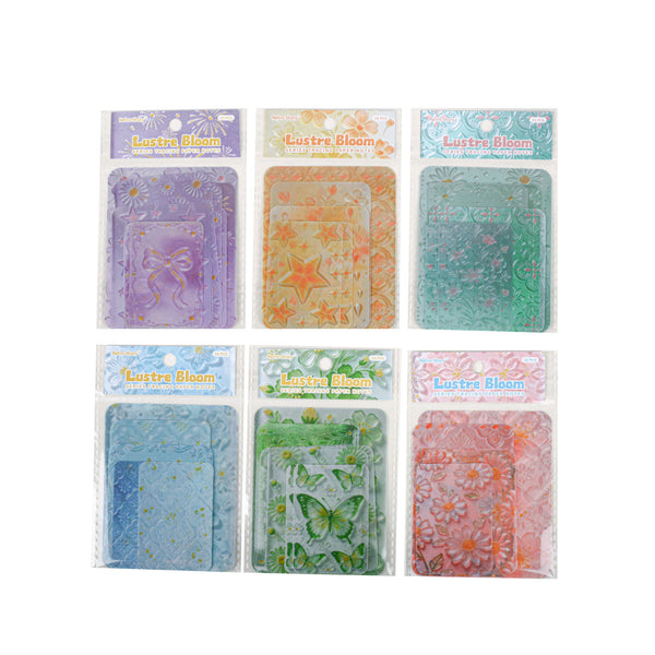 Set of six packages of 'Lavera Bloom' paper with various designs on a white background.