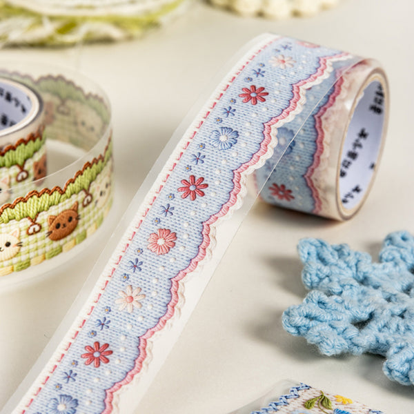 Decorative tape with floral pattern on a light surface