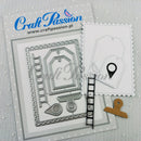 Craft Passion metal die set with decorative elements on a gray background