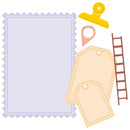 Decorative paper clip with a ladder, map, and frame on a white background