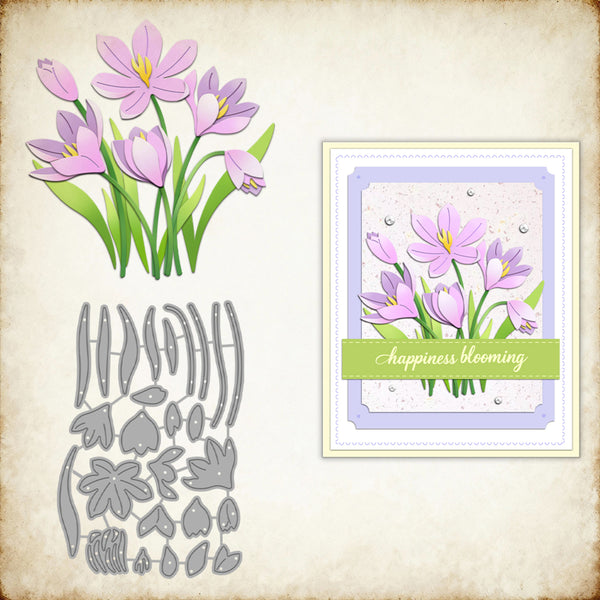 Floral die-cut set with a sample card on a textured background