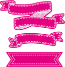 Set of pink banner shapes with decorative edges on a white background