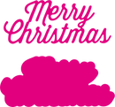 Merry Christmas text in pink on a white background
