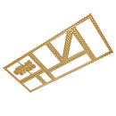 A gold-colored metal nameplate frame with decorative borders, geometric panels, and a scalloped edge, shown on a plain white background.