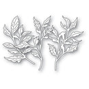 Two white leafy branch die-cut shapes with black outline details, shown on a plain white background.