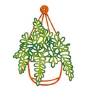Decorative plant holder with green leaves on a white background