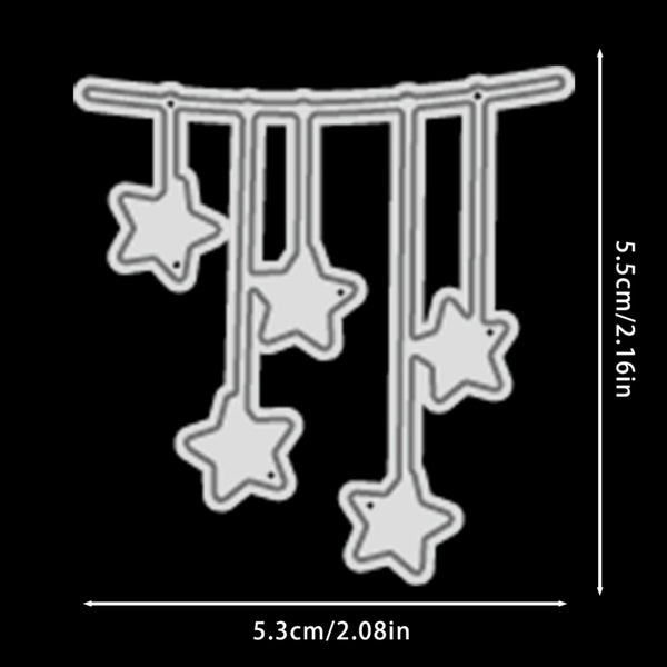 A white hanging star-shaped ornament or decoration shown on a black background, with dimension labels indicating 5.3cm/2.