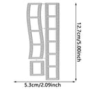 Black and white line drawing showing a set of rectangular frame templates with dimension annotations: 12.7 cm / 5.