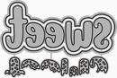 A stylized graphic of the word 'sweet' in large bubble letters with a dripping icing or frosting effect, above the word 'ice cream' in a sprinkle-dripped font, on a light gray background.