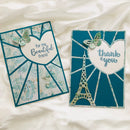 Two handmade greeting cards displayed on a draped white fabric background. One card features a teal sunburst design with a white heart reading 'for my Beautiful friend' and a butterfly embellishment.