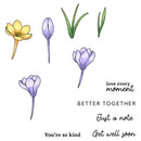 Illustrations of flowers with motivational phrases on a white background