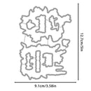 A black metal die-cut stencil design of two stacked Chinese characters, shown with dimension lines indicating a height of 12.7cm (5 inches) and a width of 9.