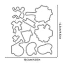 A sheet of irregular die-cut shapes outlined in gray on a white background, with dimension arrows and text showing 12.5cm/4.