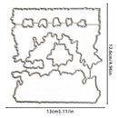 A metal craft die with a Texas-shaped outline, shown with dimension arrows and labels indicating 13cm by 12.6cm (5.
