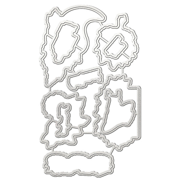A set of layered metal cutting dies for scrapbooking or card making, shown on a plain white background.