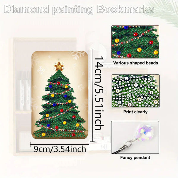 Christmas tree diamond painting kit with a 9cm by 14cm (3.54 inches by 5.