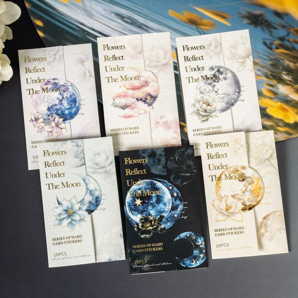 Poppy Crafts Flowers Reflect Under The Moon Paper Stickers - Mist Moon