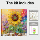 Decorative diamond painting kit with a sunflower design and pearl diamond components.