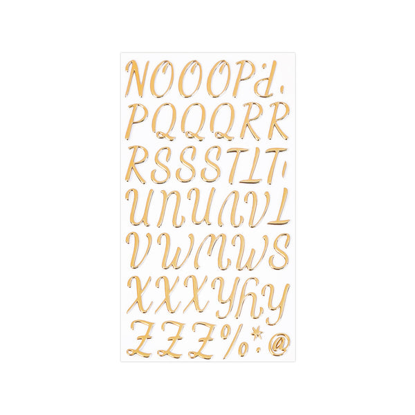 Poppy Crafts Puffy Stickers - Alphabet Fancy - Gold